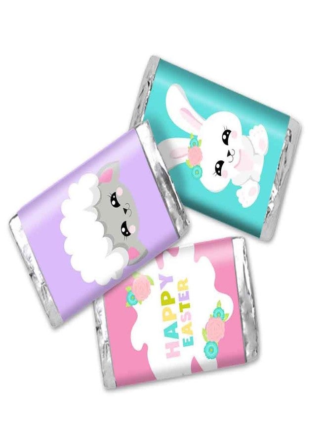 Amanda Creation Cute And Cuddly Bunny Easter Themed Mini Chocolate Candy Bar Sticker Wrappers for Kids 45 1.4" x 2.6" Wrap Around Labels by AmandaCreation, Great for Party Favors - Image 1